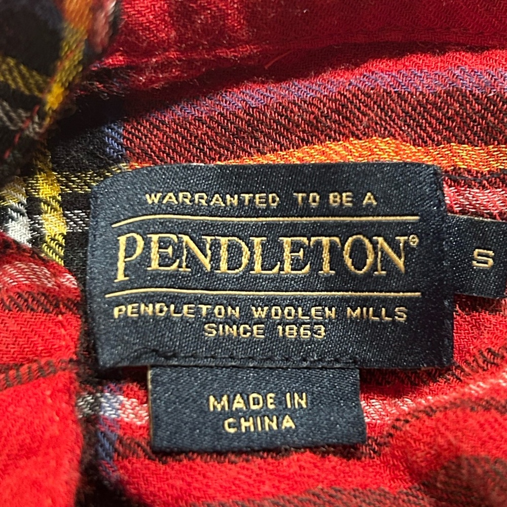 Pendleton Wool Red Green Plaid Button Down Shirt … - image 5